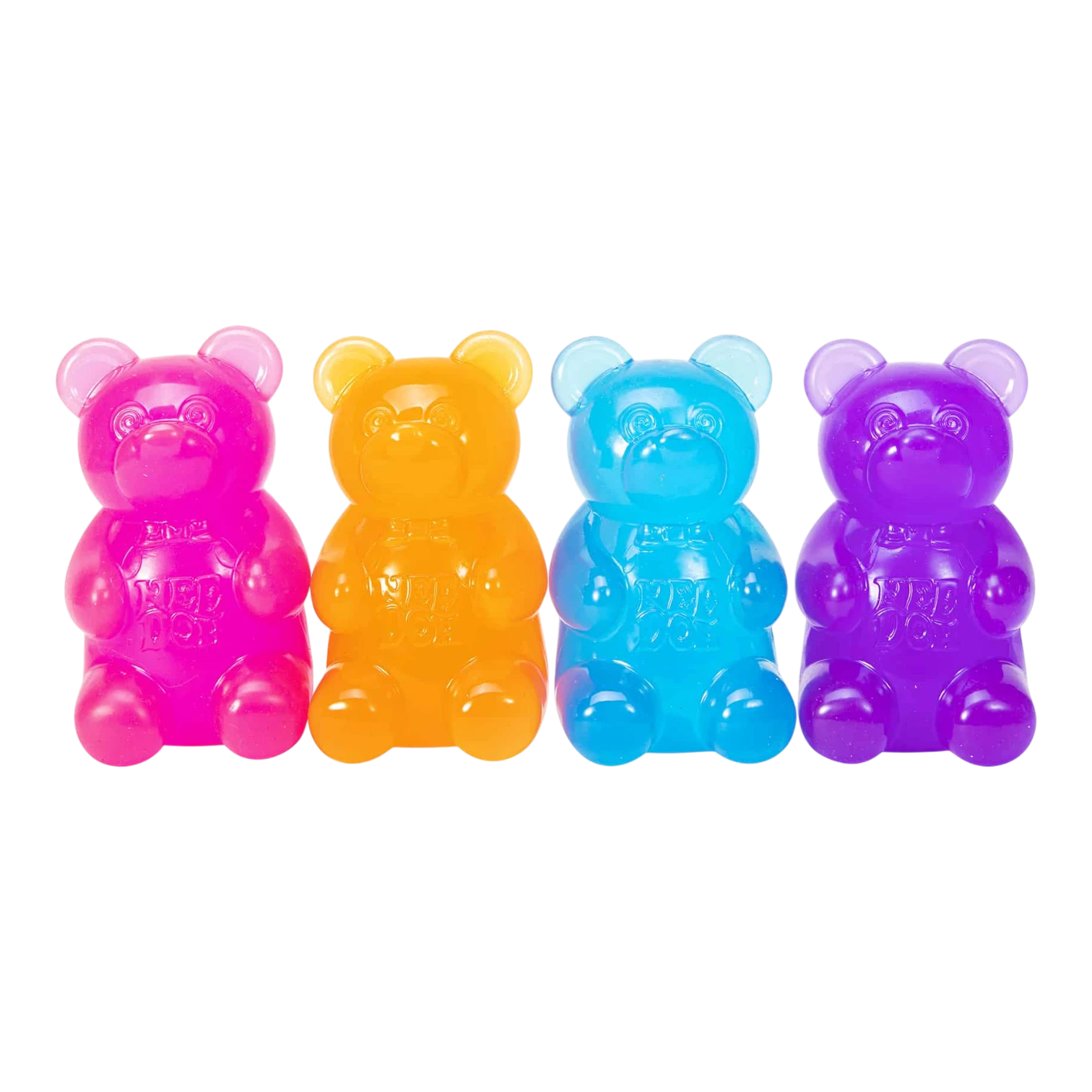 Squish Planet NeeDoh Gummy Bear fidget toy in blue, a soft, squishy, slow-rising sensory toy for stress relief and focus.