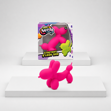Pink Irre-Squish-tible Stretchy B'loon Dog package with matching toy