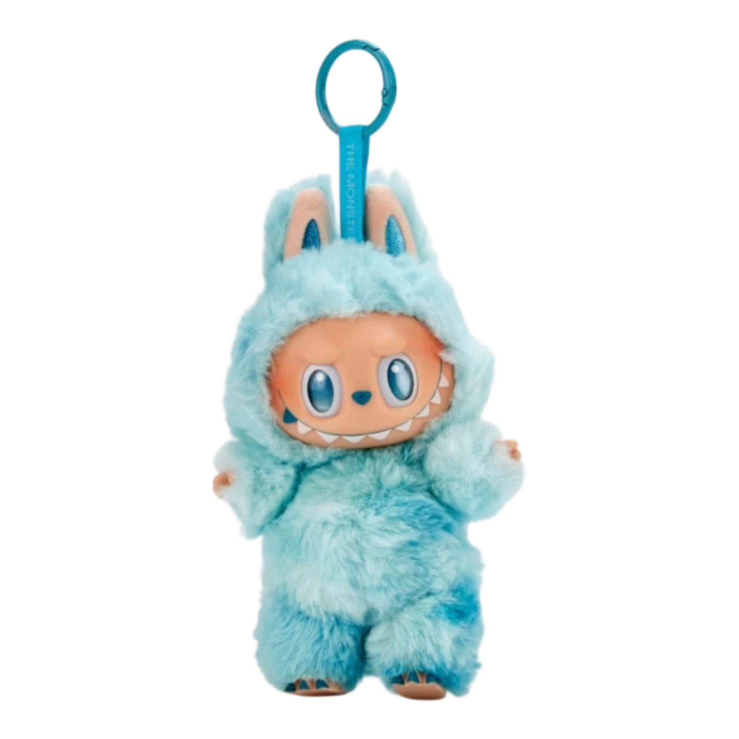 Squish Planet Pop Mart Labubu Big into Energy Series blue plush pendant with vinyl face and keyring.