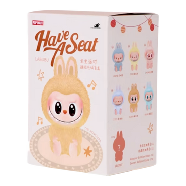 Squish Planet Pop Mart Labubu The Monsters Have a Seat vinyl plush blind box case with 6 sealed boxes featuring collectible figures.