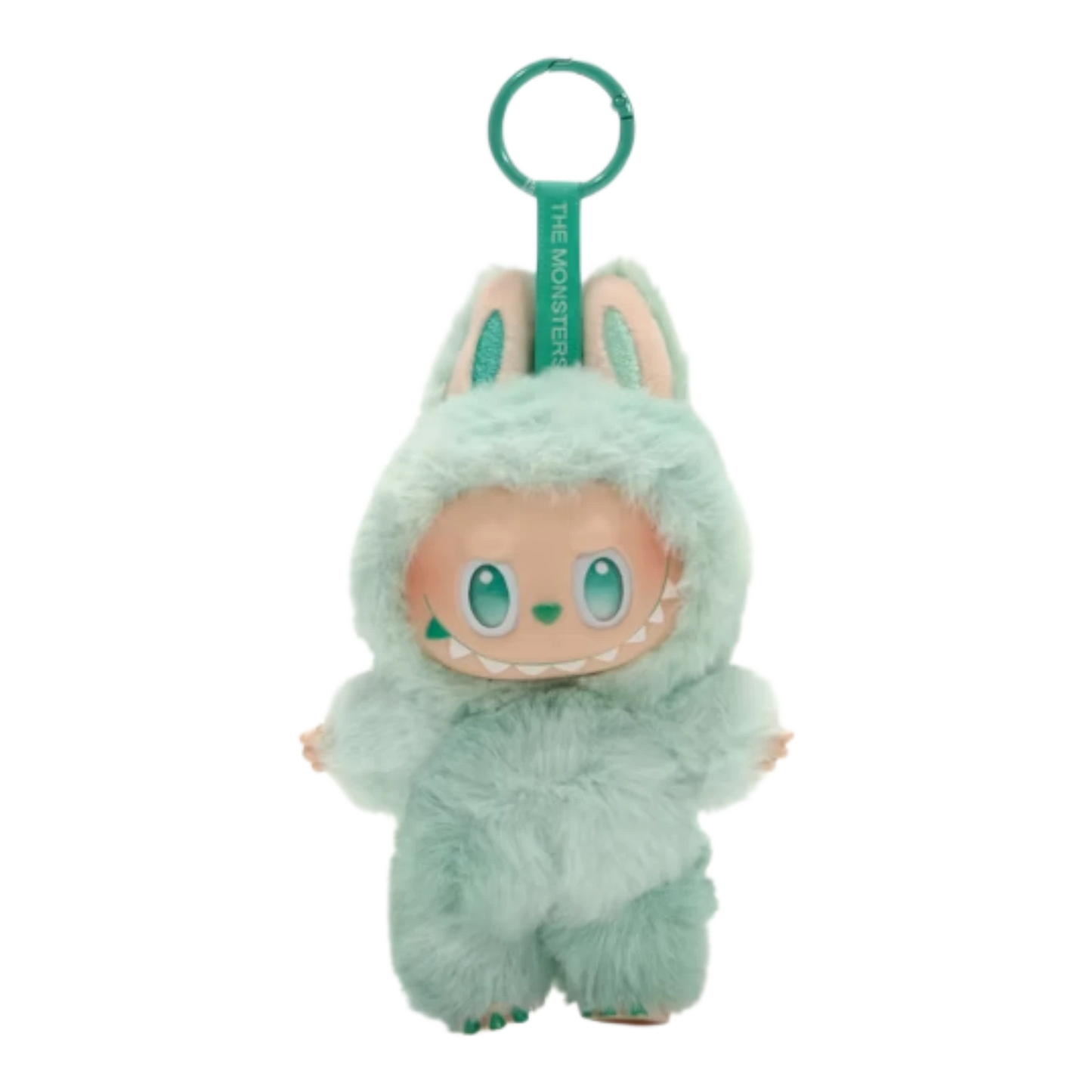 Squish Planet Labubu The Monsters Big into Energy Series mint green plush vinyl pendant with keyring.