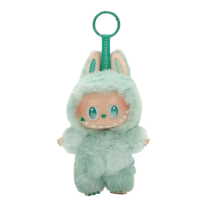 Squish Planet Labubu The Monsters Big into Energy Series mint green plush vinyl pendant with keyring.