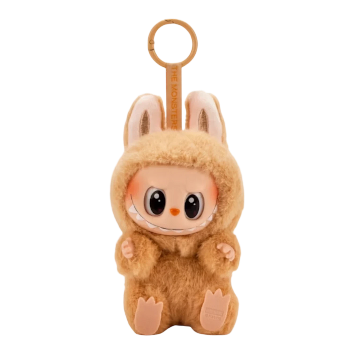 Squish Planet Labubu The Monsters Have a Seat Series vinyl plush pendant in brown with bunny ears and a keyring.