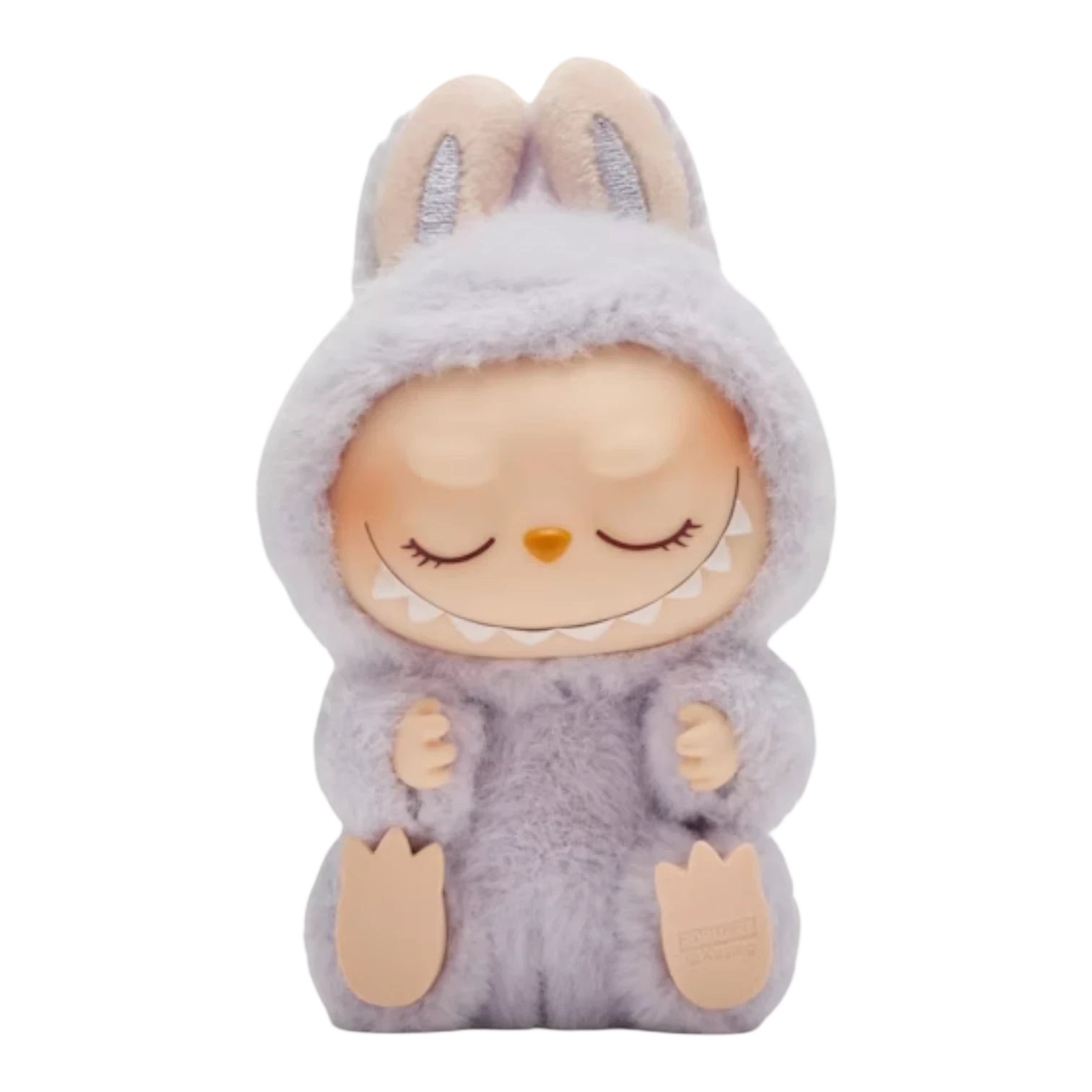Squish Planet Labubu The Monsters Have a Seat Series vinyl plush pendant in light purple, featuring a hooded design and cute monster face.