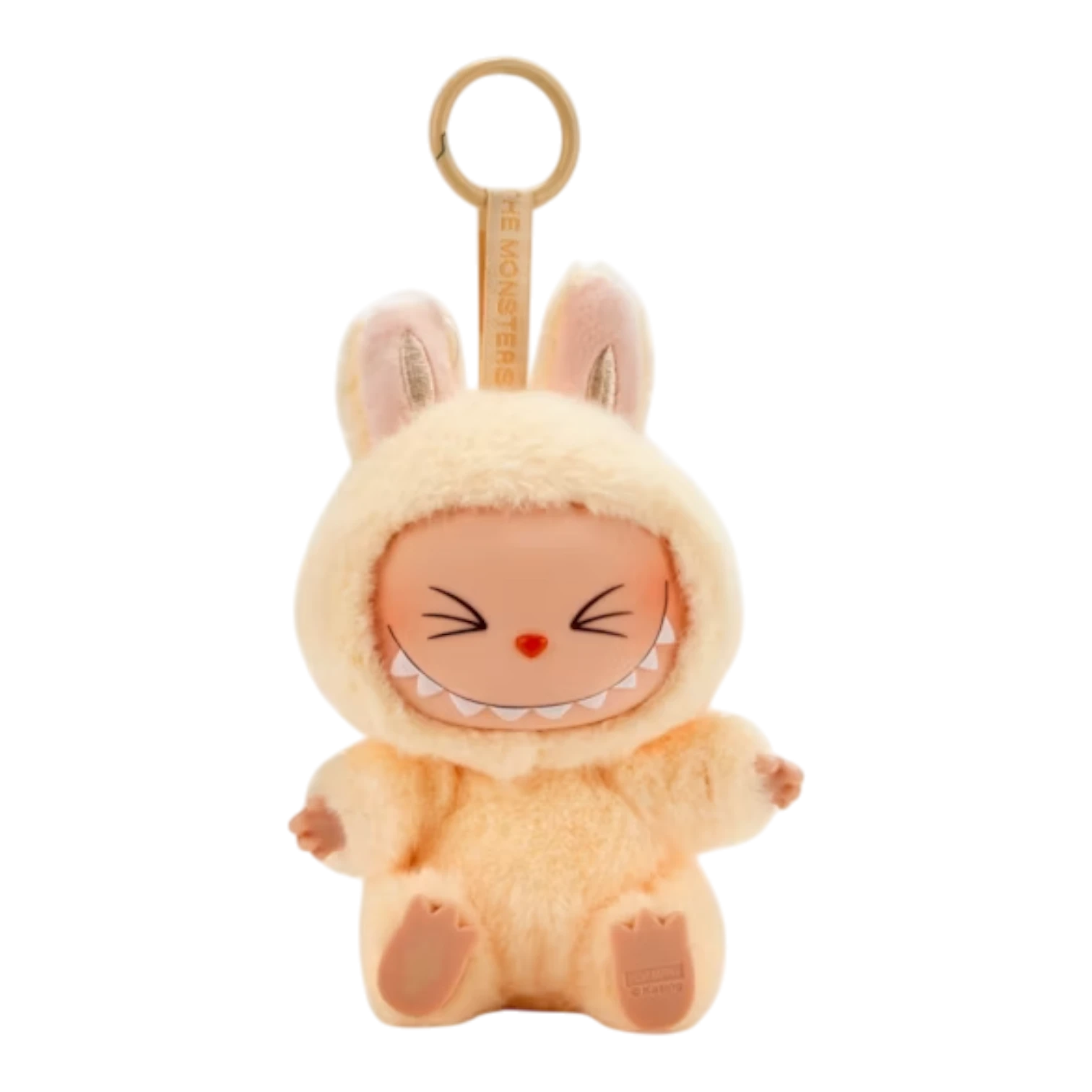 Squish Planet Labubu The Monsters Have a Seat plush toy with vinyl face and keychain. Yellow.