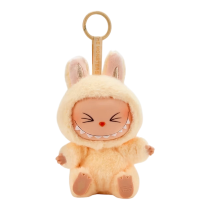 Squish Planet Labubu The Monsters Have a Seat plush toy with vinyl face and keychain. Yellow.