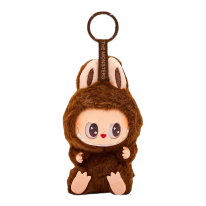 Squish Planet Labubu The Monsters brown plush vinyl figure with keychain
