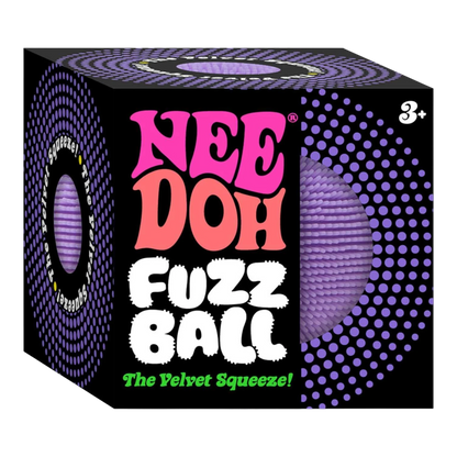 Squish Planet NeeDoh Fuzz Ball Velvet Squeeze fidget toy, purple, soft, squishy, stress relief, tactile sensory toy