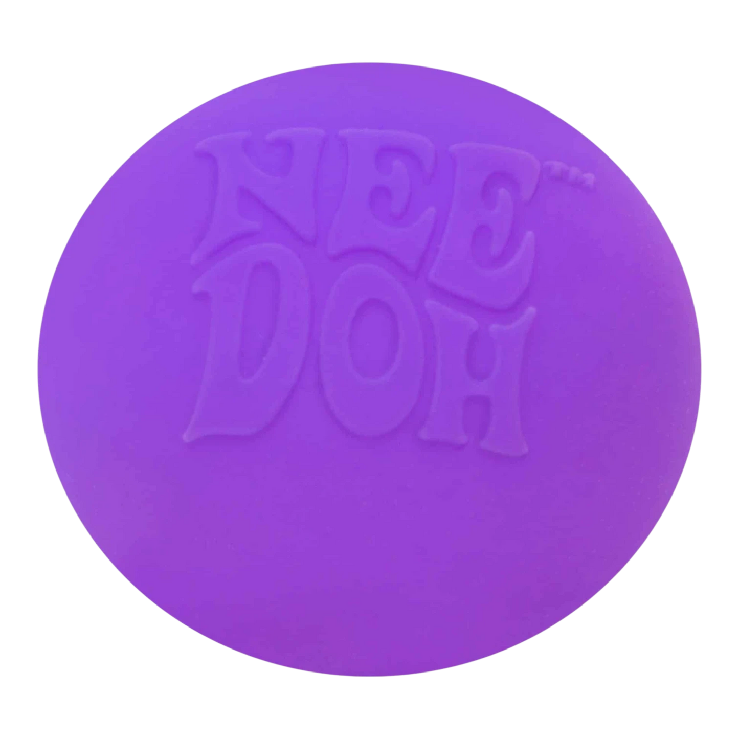 Squish Planet NeeDoh Groovy Glob purple squishy fidget toy with embossed logo, made of soft compound.