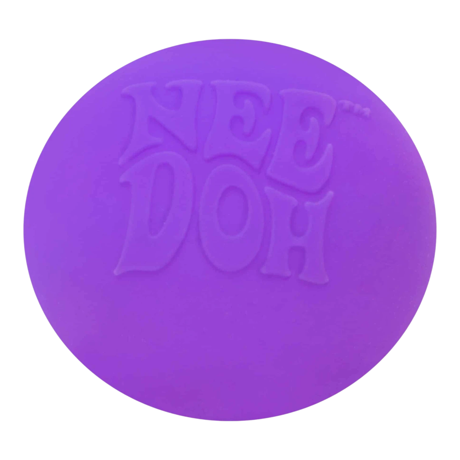 Squish Planet NeeDoh Groovy Glob purple squishy fidget toy with embossed logo, made of soft compound.