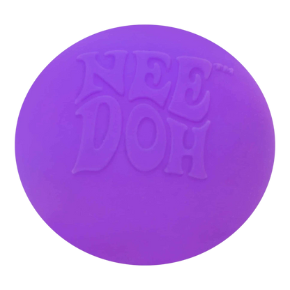 Squish Planet NeeDoh Groovy Glob purple squishy fidget toy with embossed logo, made of soft compound.
