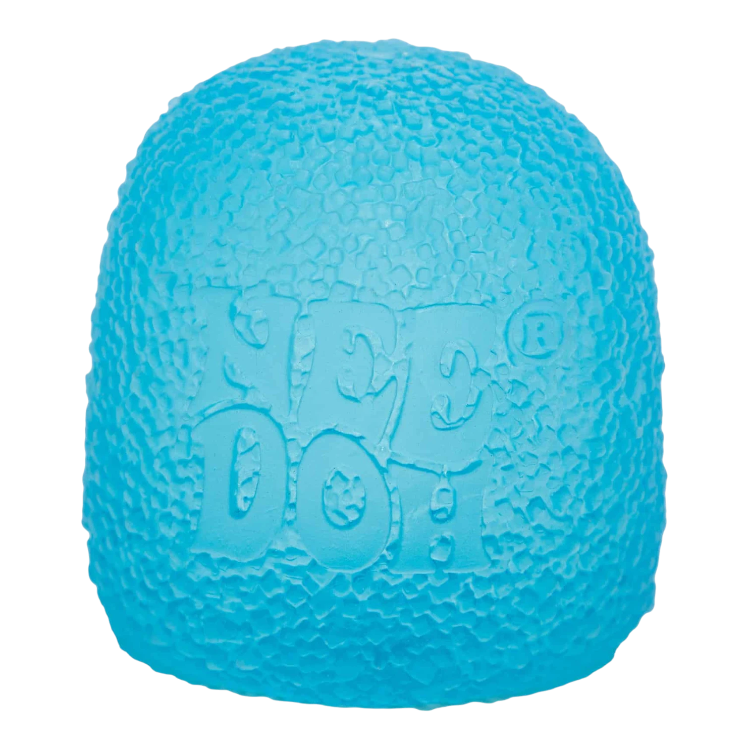 Squish Planet NeeDoh Gumdrop squishy fidget toy in bright blue with a textured surface and embossed logo.