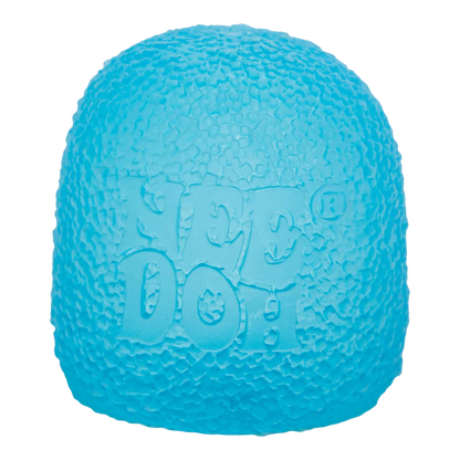 Squish Planet NeeDoh Gumdrop squishy fidget toy in bright blue with a textured surface and embossed logo.