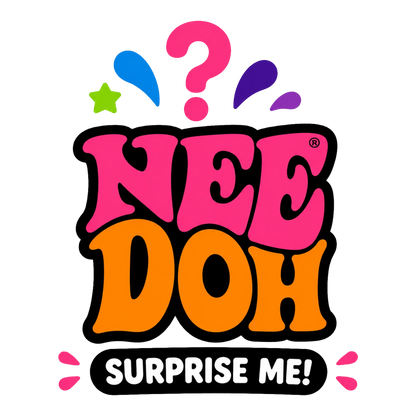 Nee Doh JellySquish Squishy Fidget Toy, a sensory toy with pink and orange lettering and a question mark.