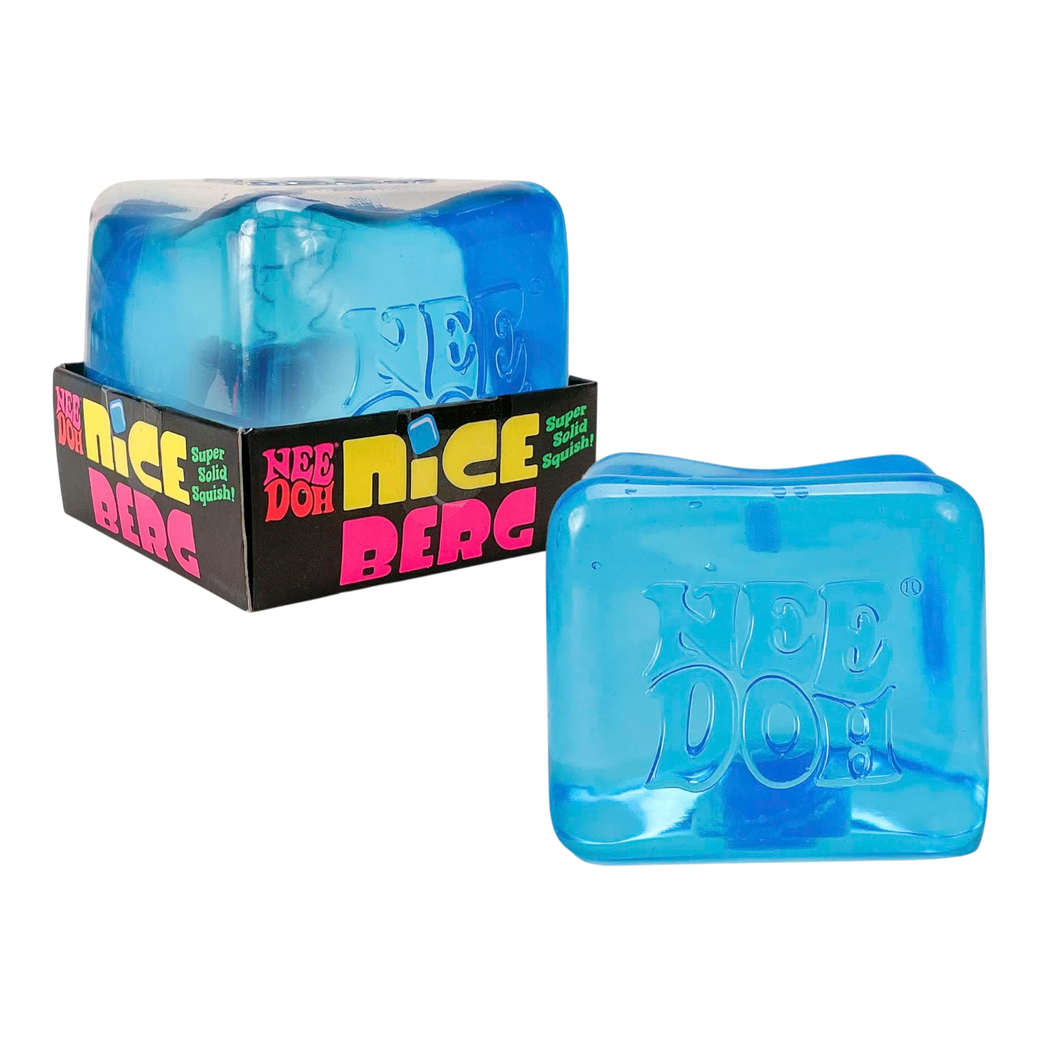 Squish Planet NeeDoh Nice Berg blue squishy fidget toy with slow-rising texture and iceberg shape.