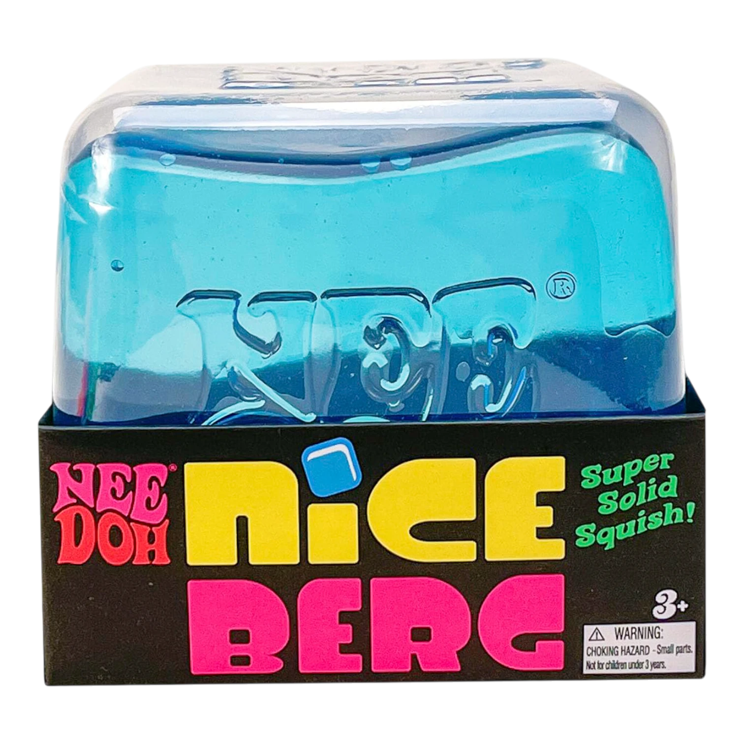 Squish Planet NeeDoh Nice Berg blue squishy fidget toy with a unique iceberg shape and soft, slow-rising texture.