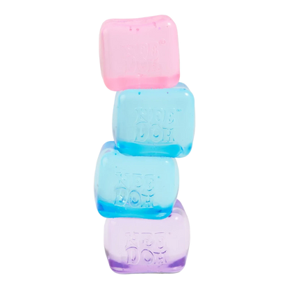 Squish Planet NeeDoh Nice Ice Baby set of 4 squishy fidget toys in pastel pink, light blue, and purple. Soft, slow-rising compound.
