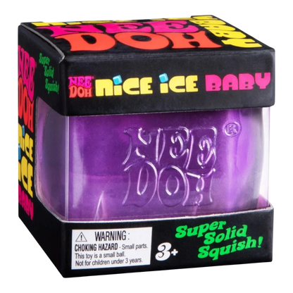 Squish Planet NeeDoh Nice Ice Baby purple squishy fidget toy with slow-rising texture for stress relief.