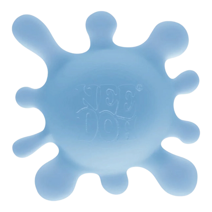 Squish Planet NeeDoh SplootSplat blue squishy fidget toy with a splat design and soft, stretchy texture.