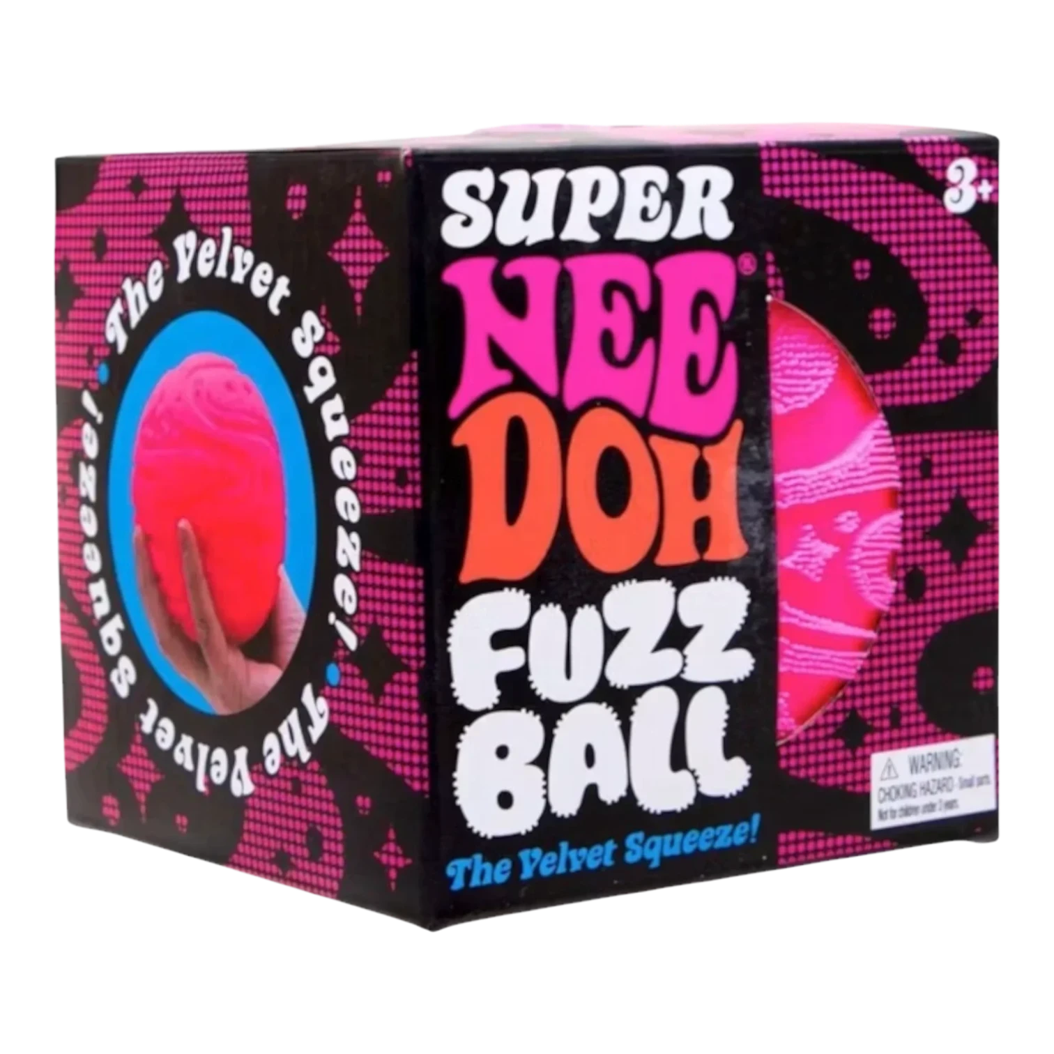 Squish Planet NeeDoh Super Fuzzball in purple, a fuzzy sensory fidget toy with a squishy core for stress relief and focus.