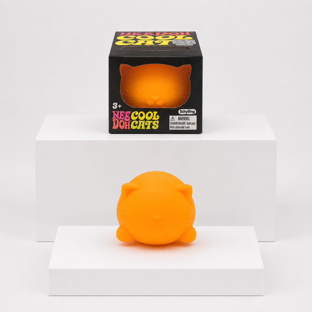 NeeDoh Cool Cat Squishy Fidget Toy – Orange variant