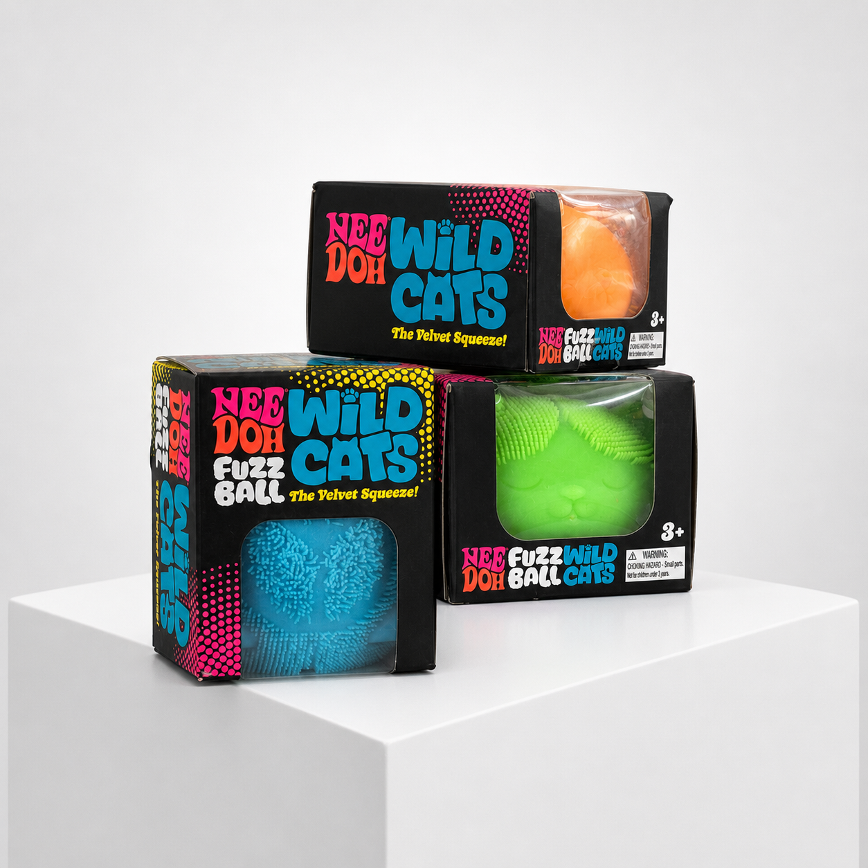 Squish Planet NeeDoh Fuzz Ball Wild Cats Squishy Fidget Toy product image showing the NeeDoh squishy fidget toy for online shopping — full assortment.