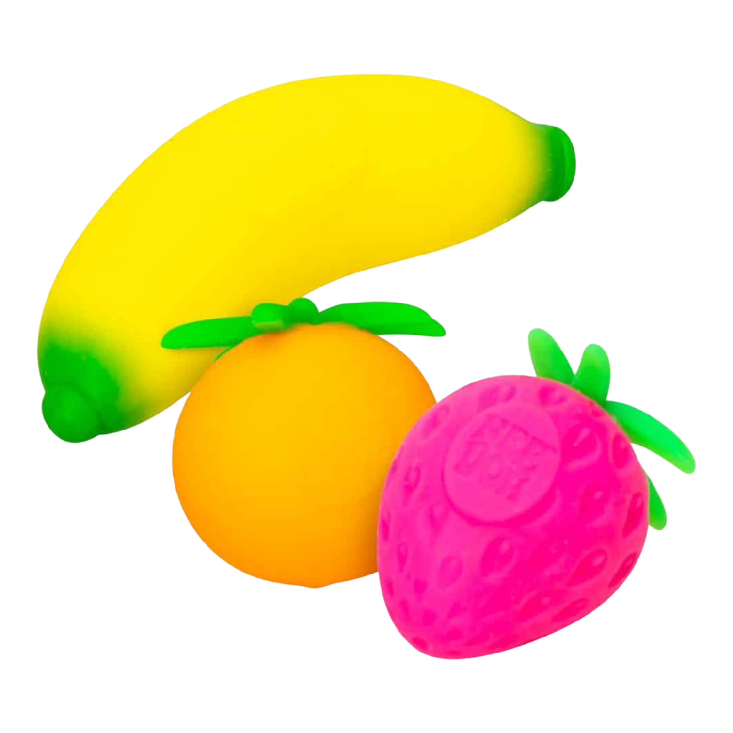 Squish Planet NeeDoh Groovy Fruit multicolor squishy fidget toys including a banana, orange, and strawberry.