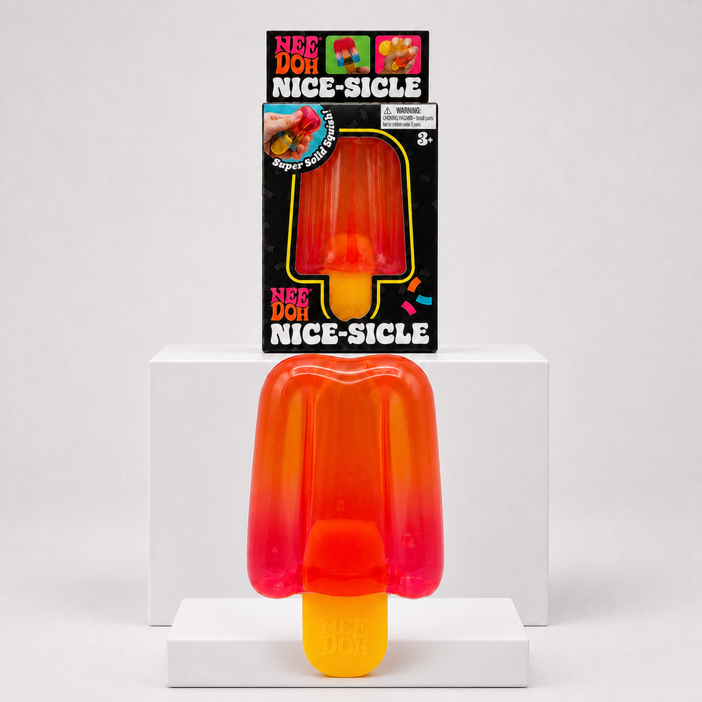 Red-and-orange NeeDoh Nice-sicle with retail package