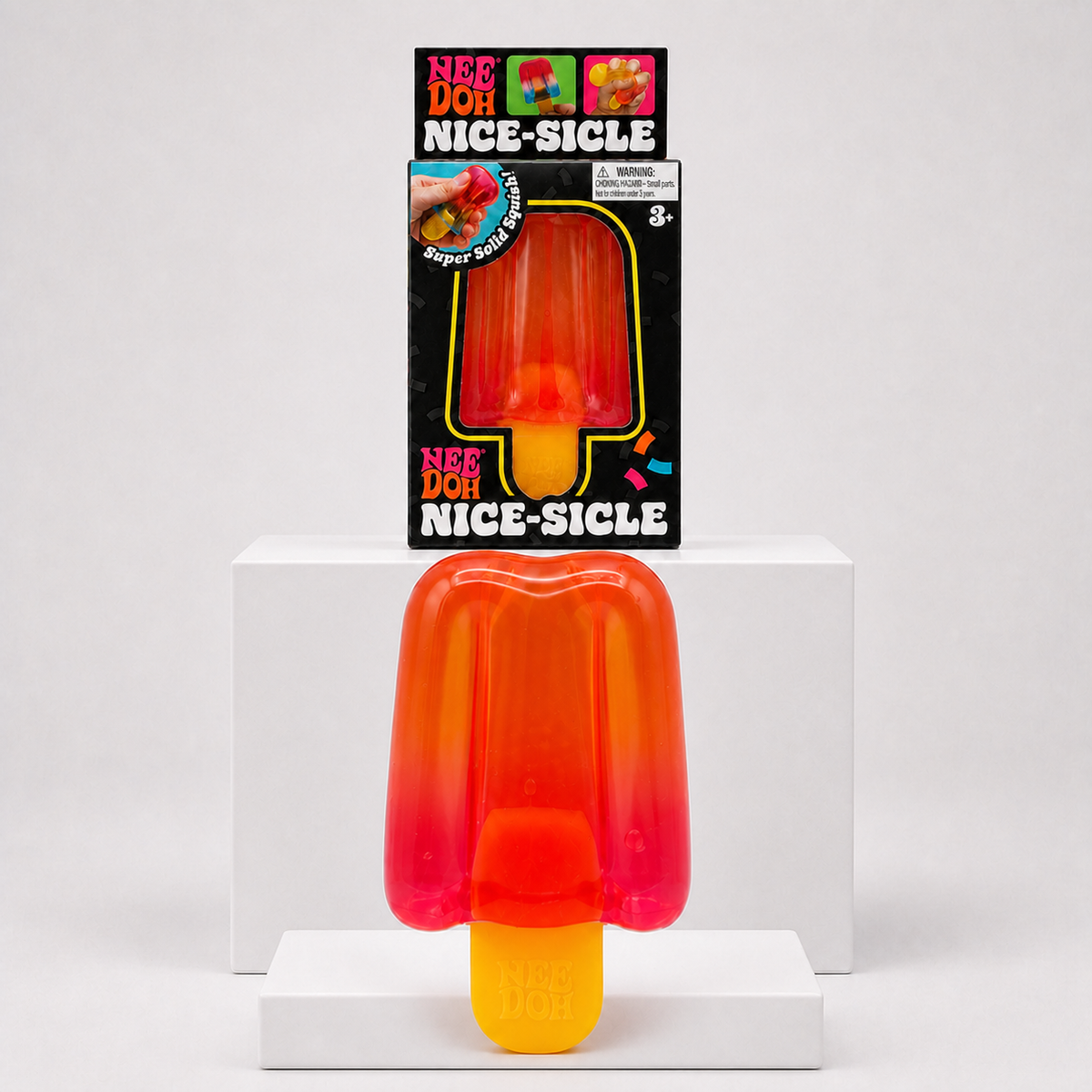 Red-and-orange NeeDoh Nice-sicle with retail package