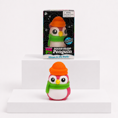 NeeDoh Polar Glow Penguin with orange hat and retail box
