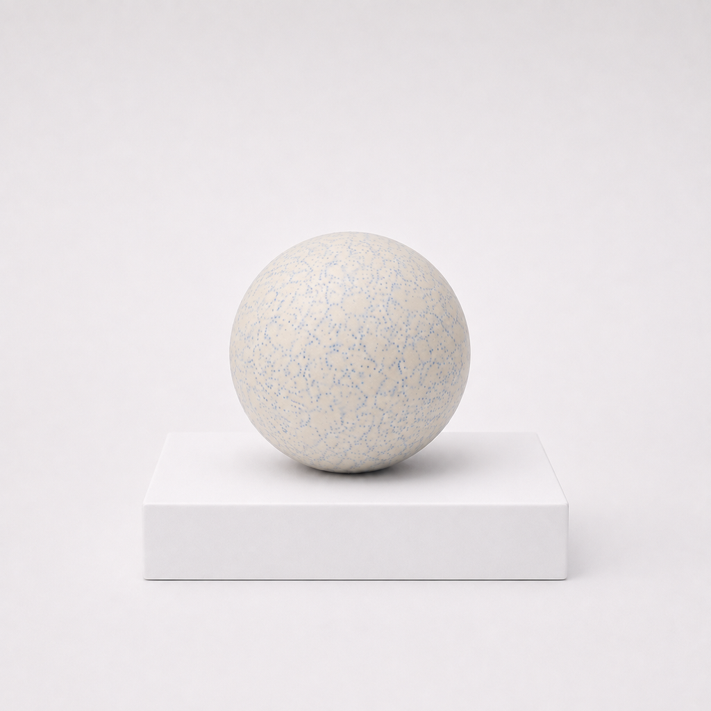 NeeDoh Snowball Crunch white squishy fidget toy with blue speckles
