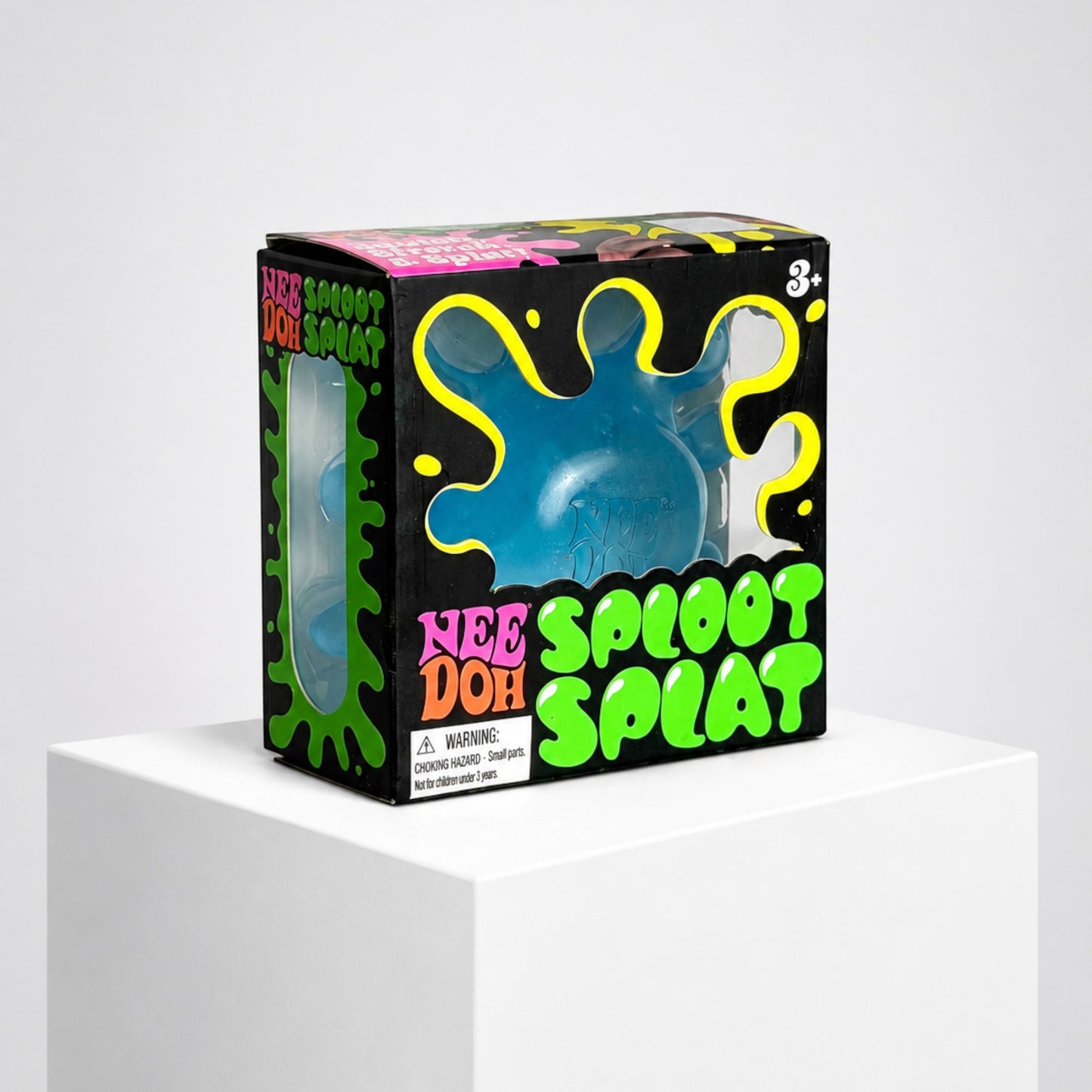 Squish Planet blue NeeDoh Sploot Splat squishy fidget toy in its original retail packaging box