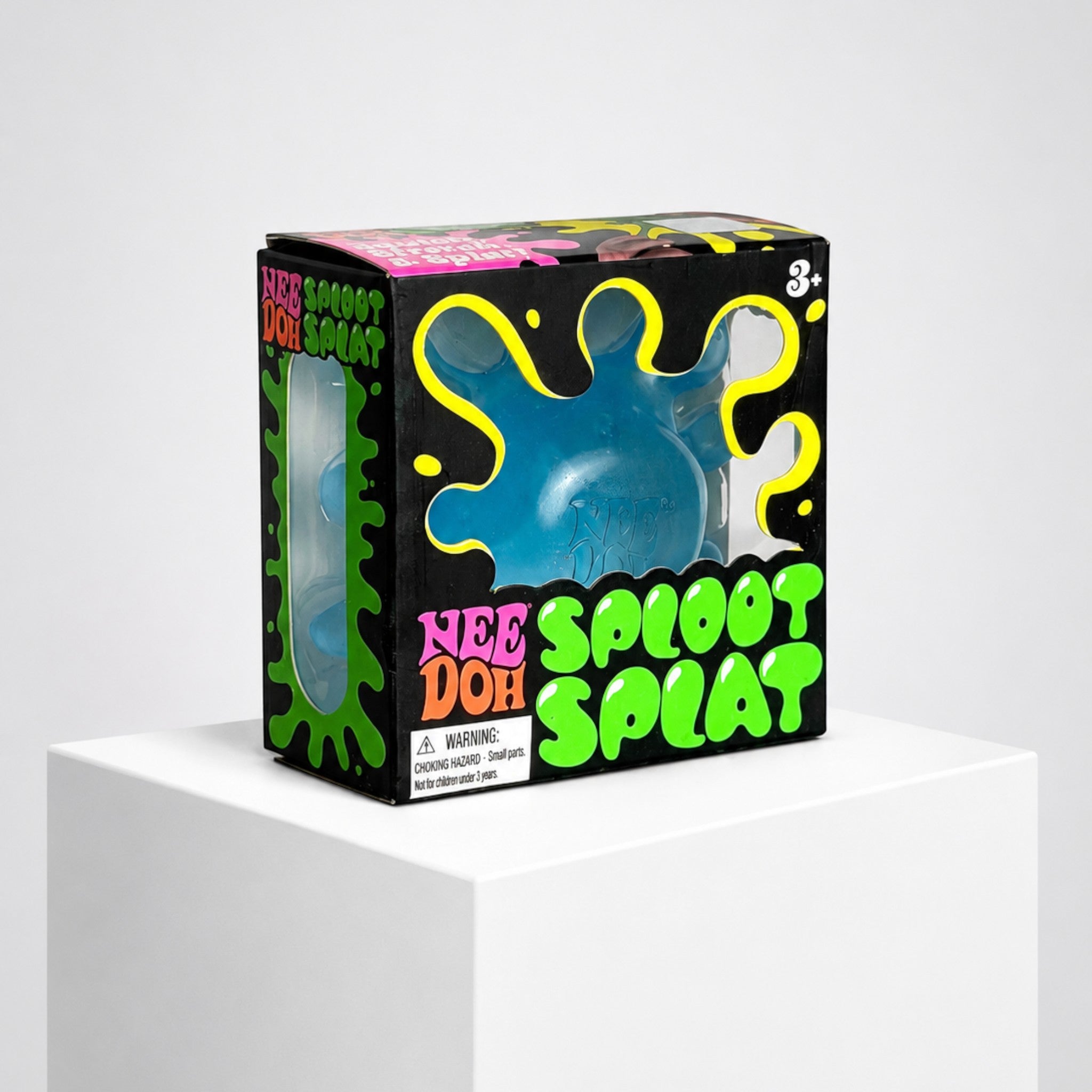 Squish Planet blue NeeDoh Sploot Splat squishy fidget toy in its original retail packaging box