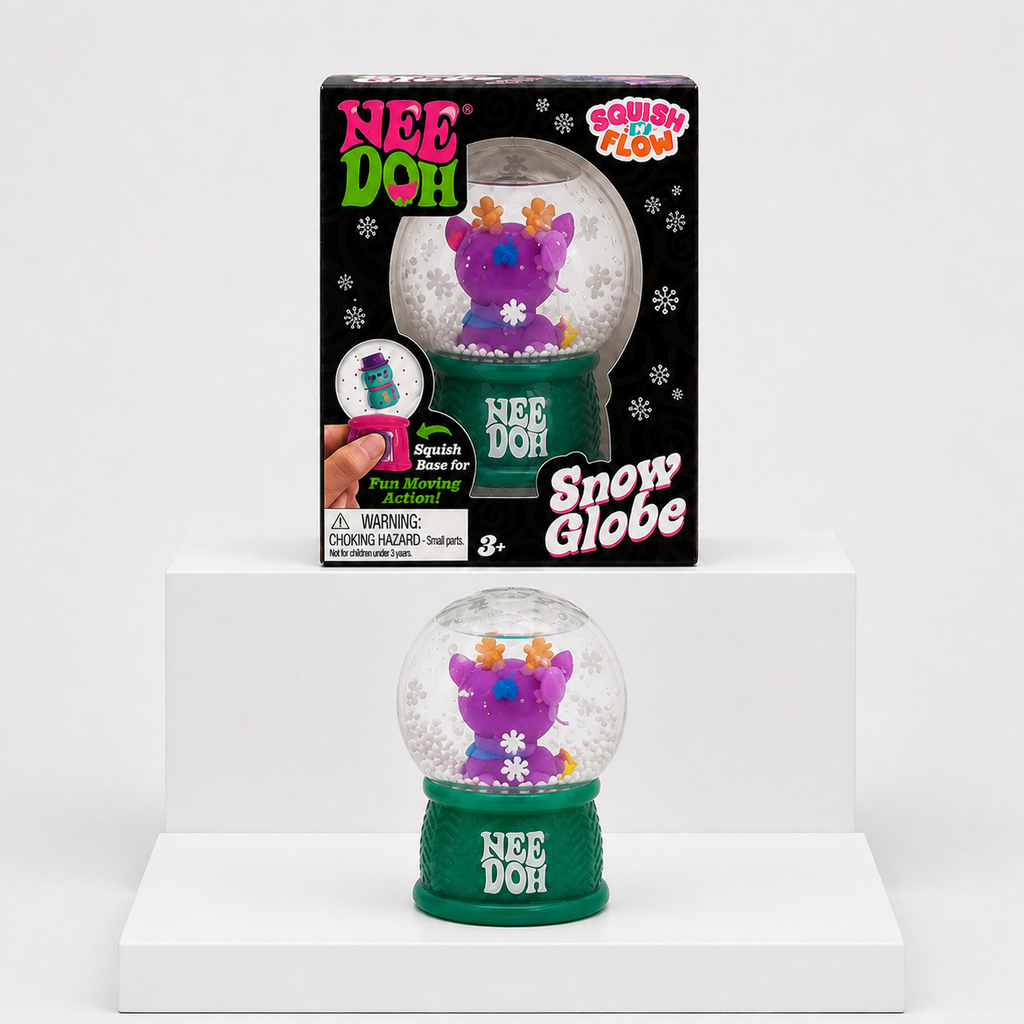 NeeDoh Squishmas Snow Globe Raindeer variant with matching retail packaging