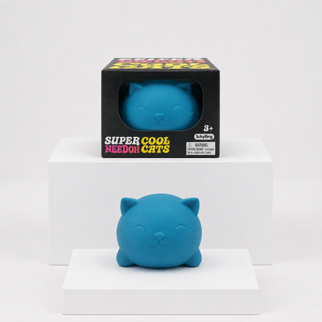 NeeDoh Super Cool Cat Squishy Fidget Toy – Blue variant