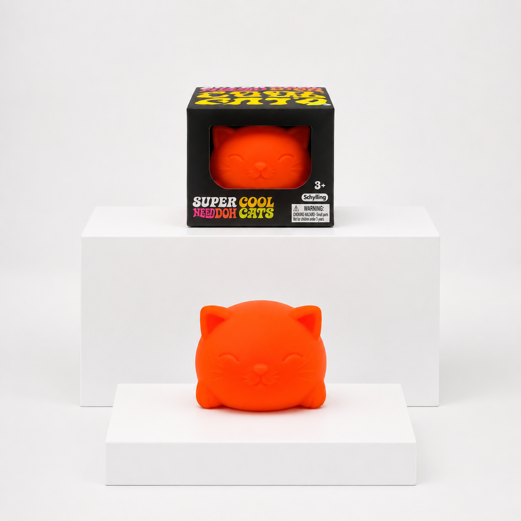 NeeDoh Super Cool Cat Squishy Fidget Toy – Orange variant