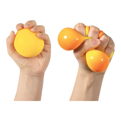 Squish Planet NeeDoh color changing ball fidget toy, yellow and orange, squishy and stress-relieving.