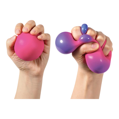 Squish Planet NeeDoh color changing squishy fidget ball, pink to purple, soft and tactile stress relief toy.