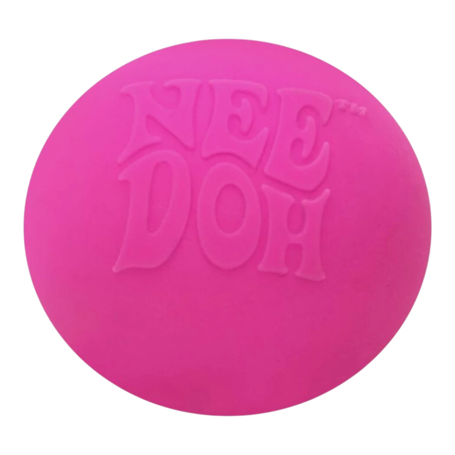 Squish Planet NeeDoh Groovy Glob bright pink squishy fidget toy with embossed logo. Soft, stress-relieving.