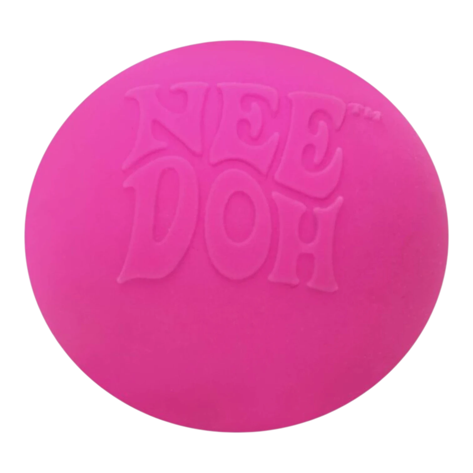 Squish Planet NeeDoh Groovy Glob bright pink squishy fidget toy with embossed logo. Soft, stress-relieving.