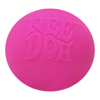 Squish Planet NeeDoh Groovy Glob bright pink squishy fidget toy with embossed logo. Soft, stress-relieving.