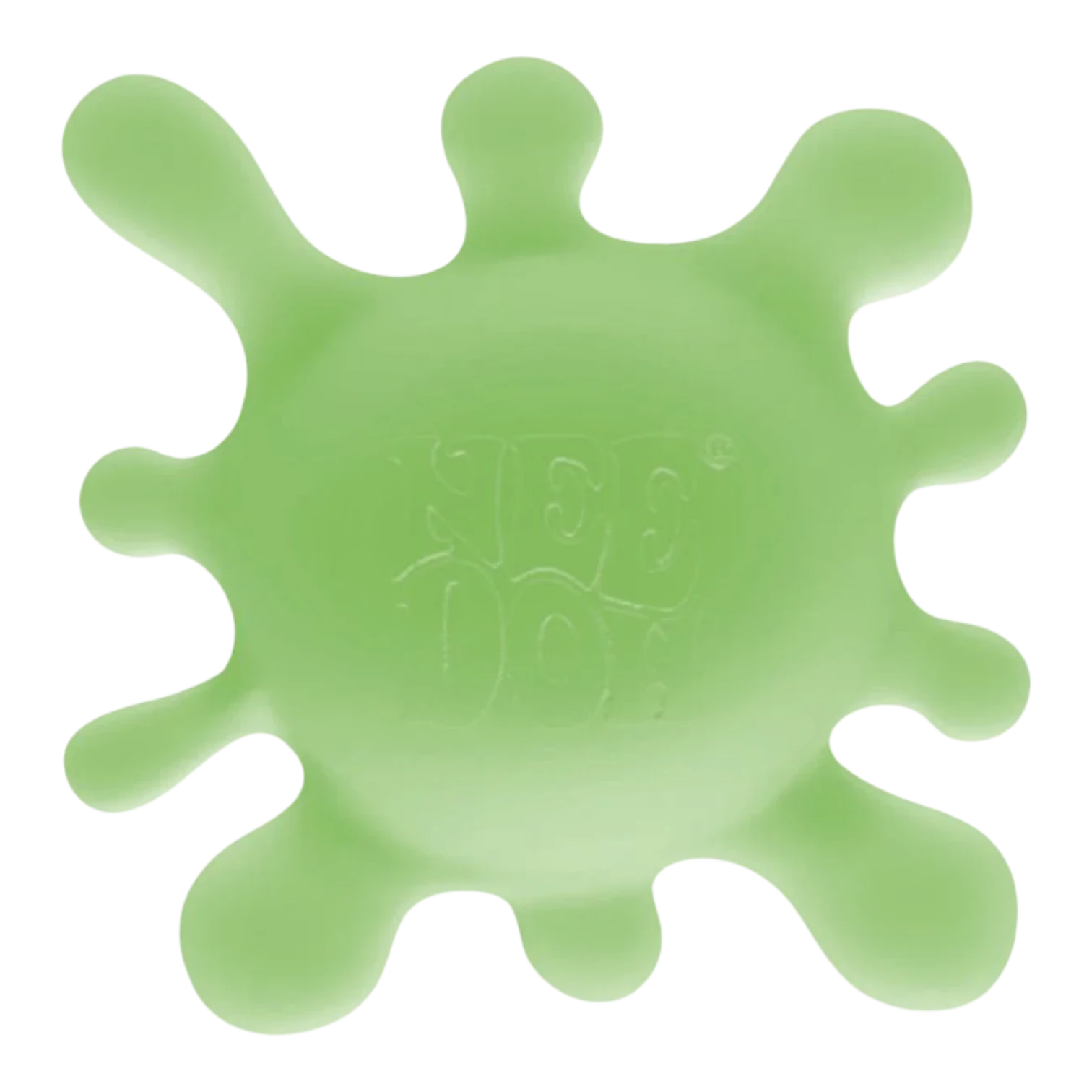 Squish Planet NeeDoh SplootSplat fidget toy in light green, a soft, stretchy, splat-shaped sensory toy.