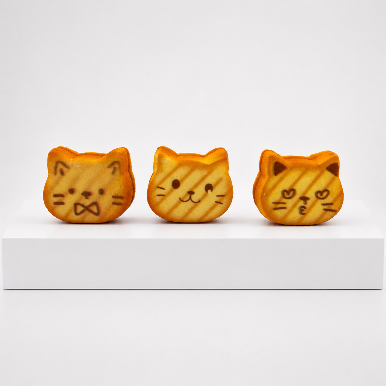 Three Nyang Nyang Cat Toasted Bread Slow Rise Squishy Fidget Toys