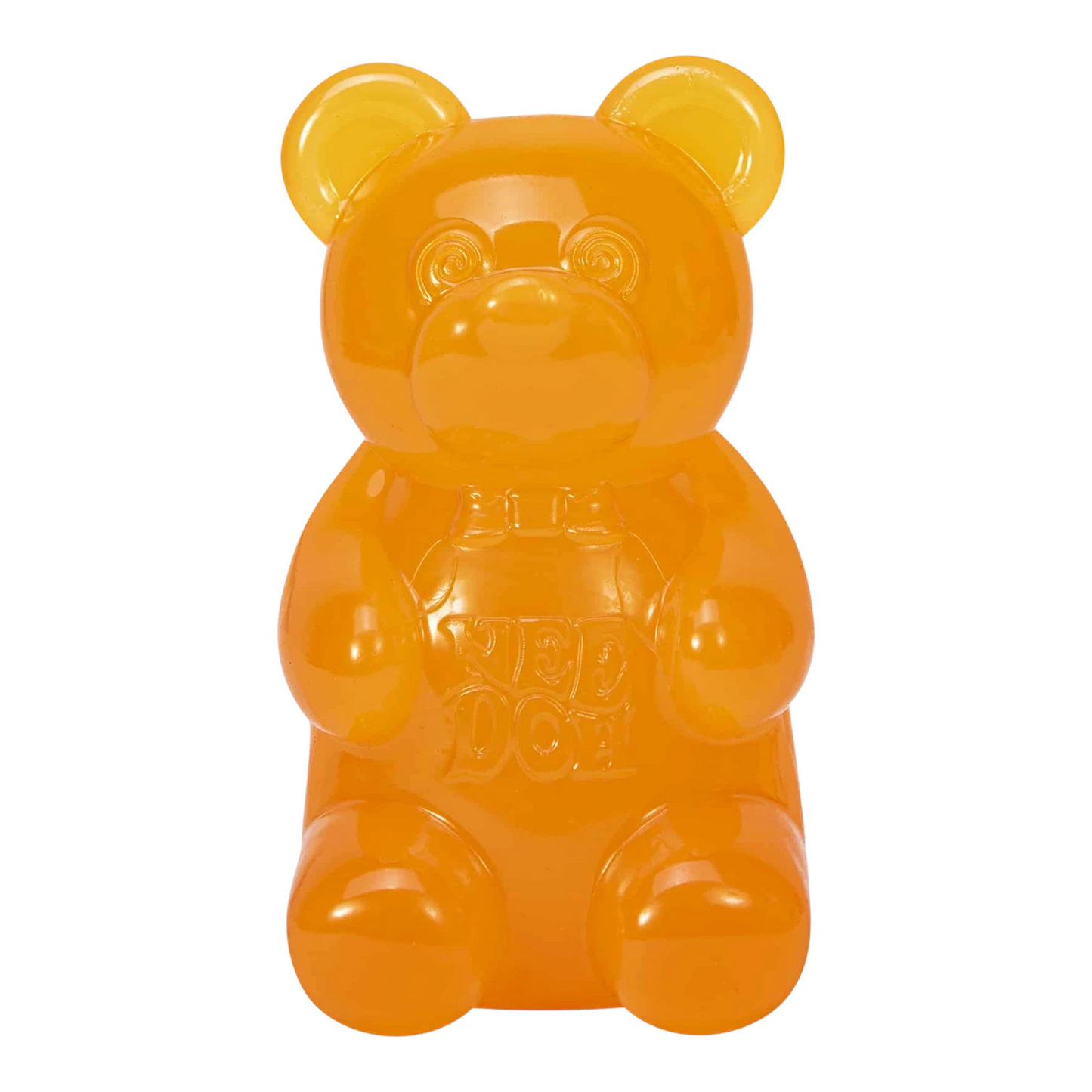 Squish Planet orange gummy bear fidget toy, soft squishy texture, stress relief, sensory toy