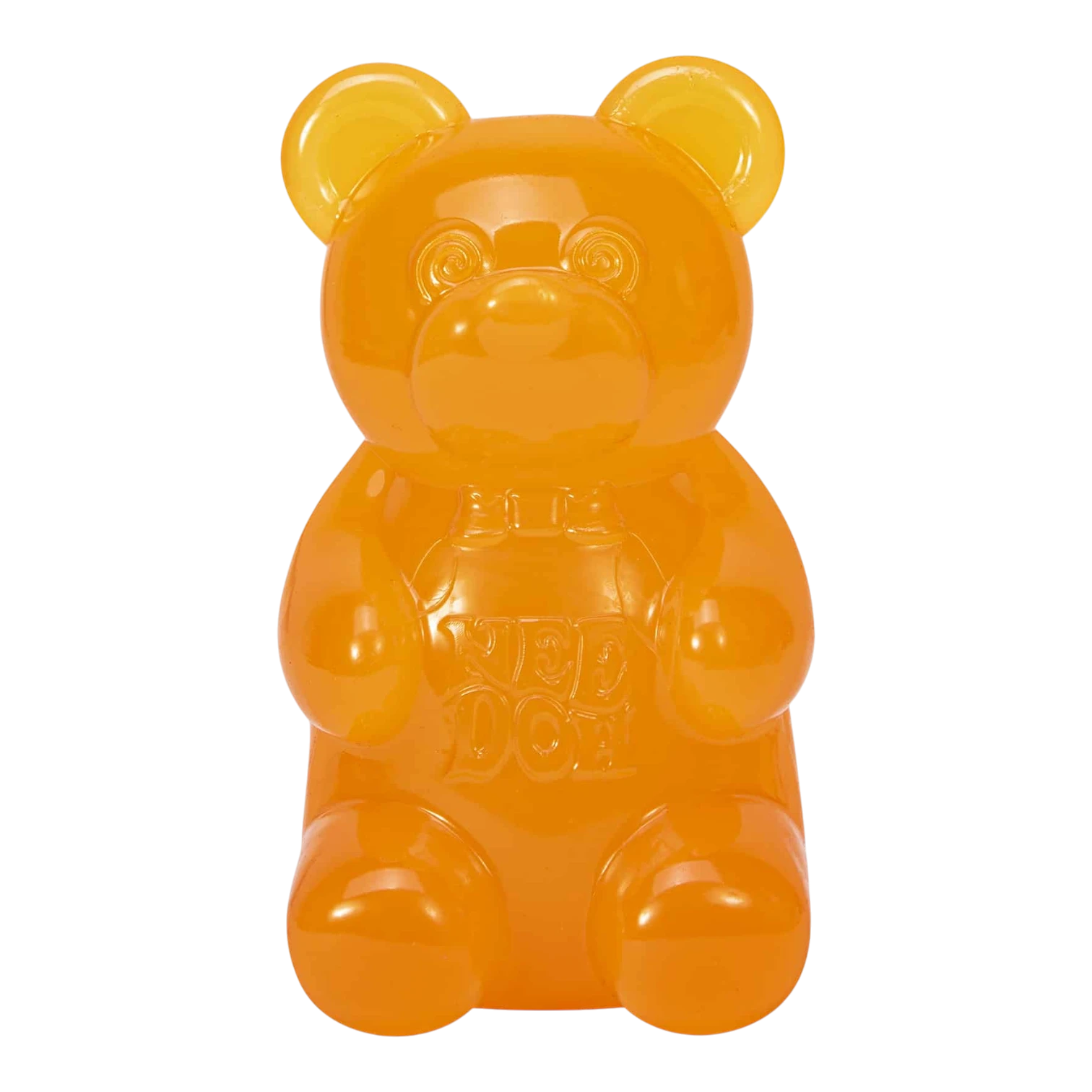 Squish Planet orange gummy bear fidget toy, soft squishy texture, stress relief, sensory toy