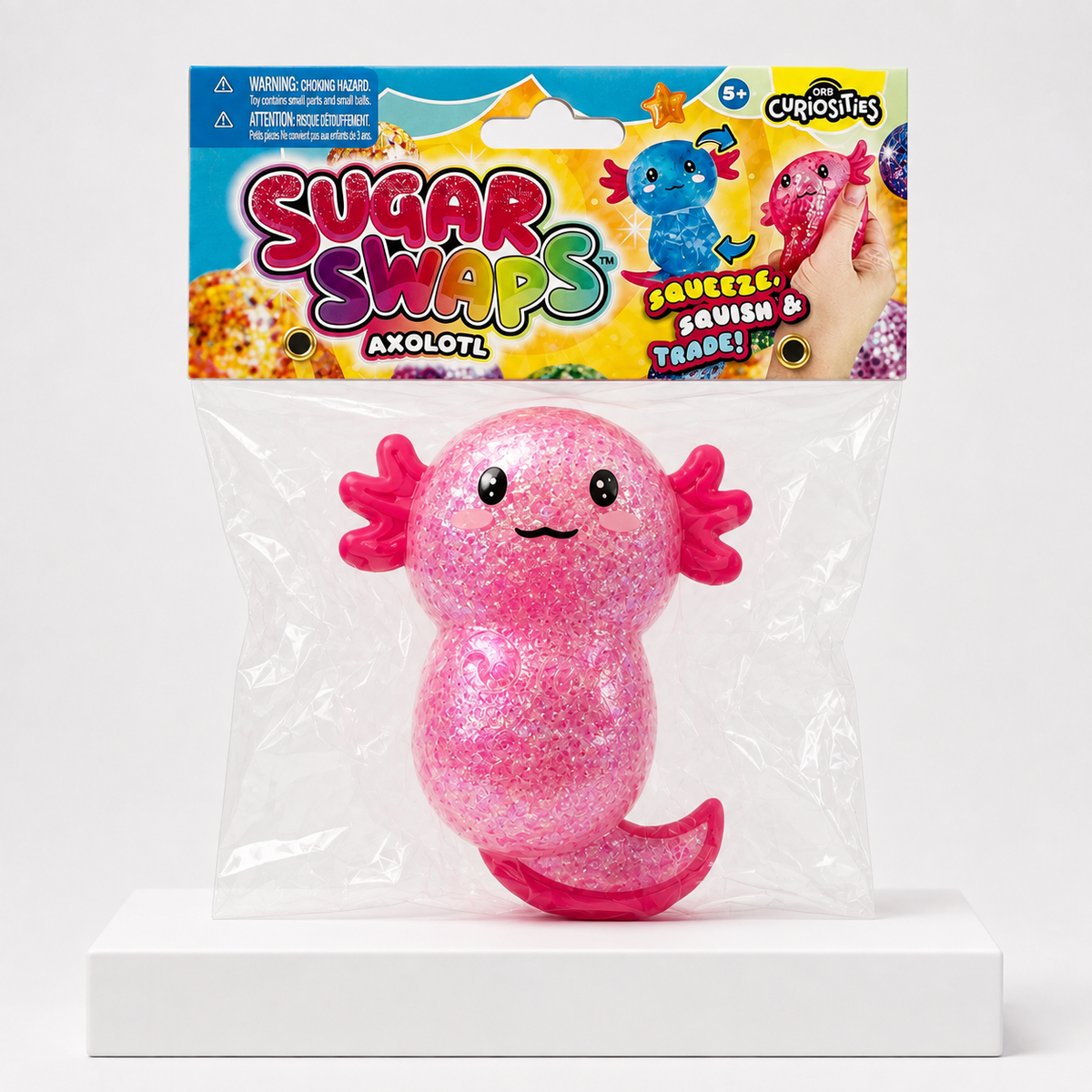 ORB Curiosities Sugar Swaps Axolotl Glitter Squishy Toy – Pink variant