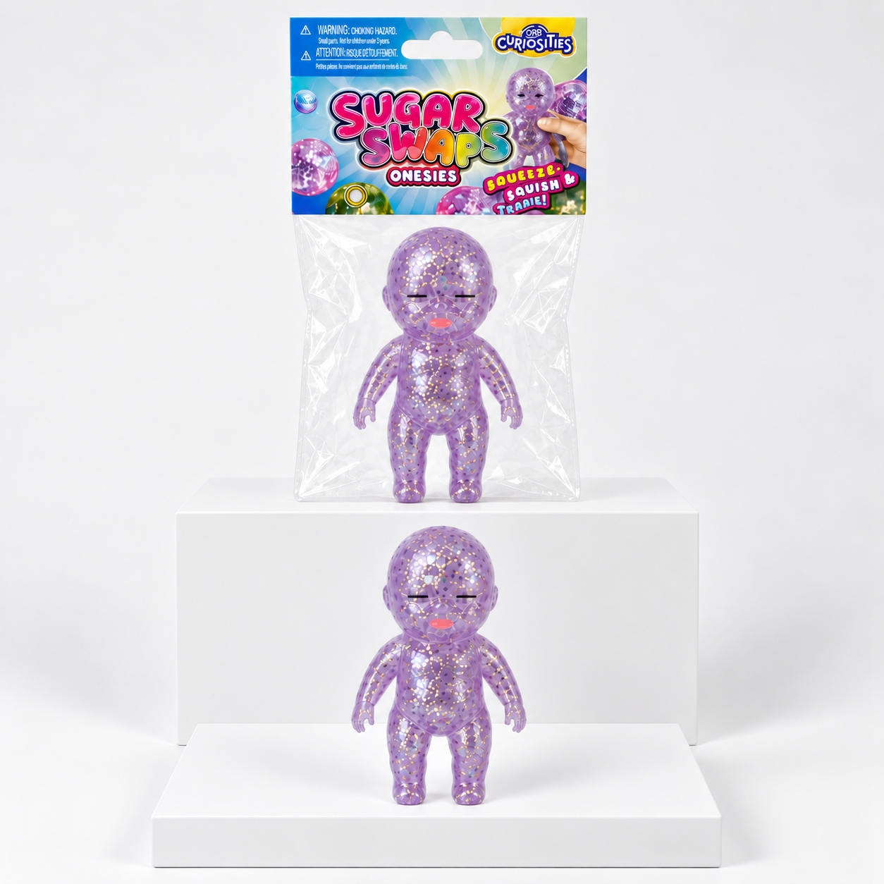 ORB Curiosities Sugar Swaps Onesies Glitter Baby Squishy Toy alternate product view 5