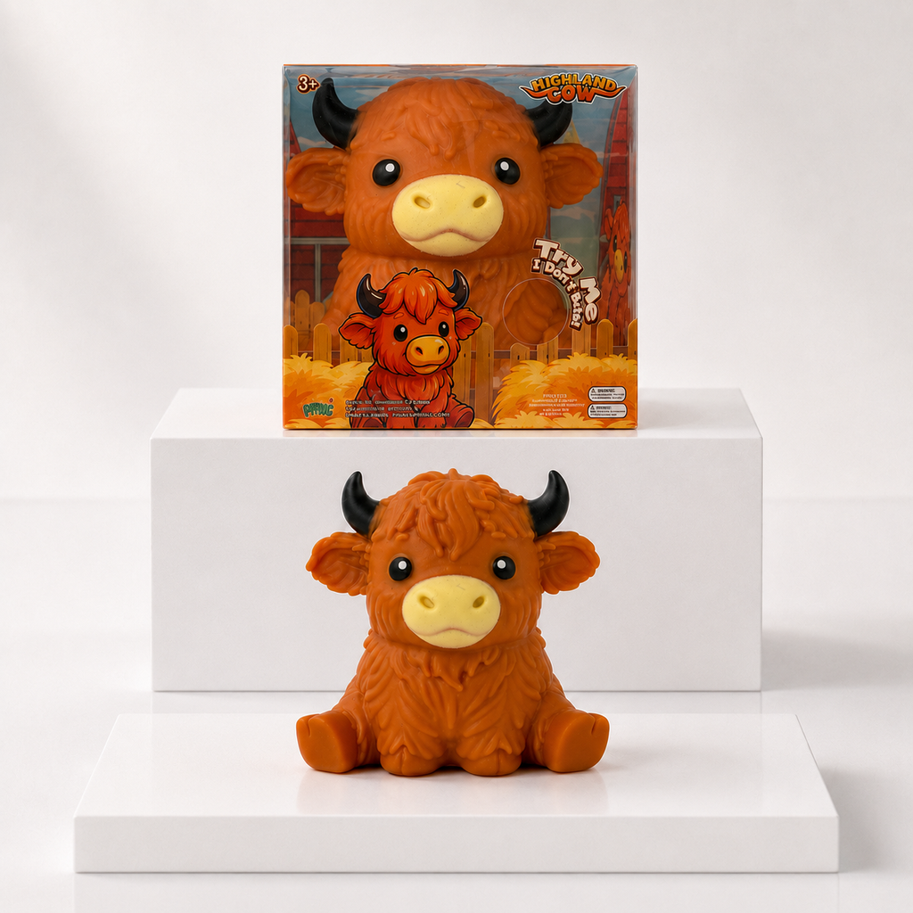 PPNC Highland Cow Toy Squishy Fidget Toy – Brown variant