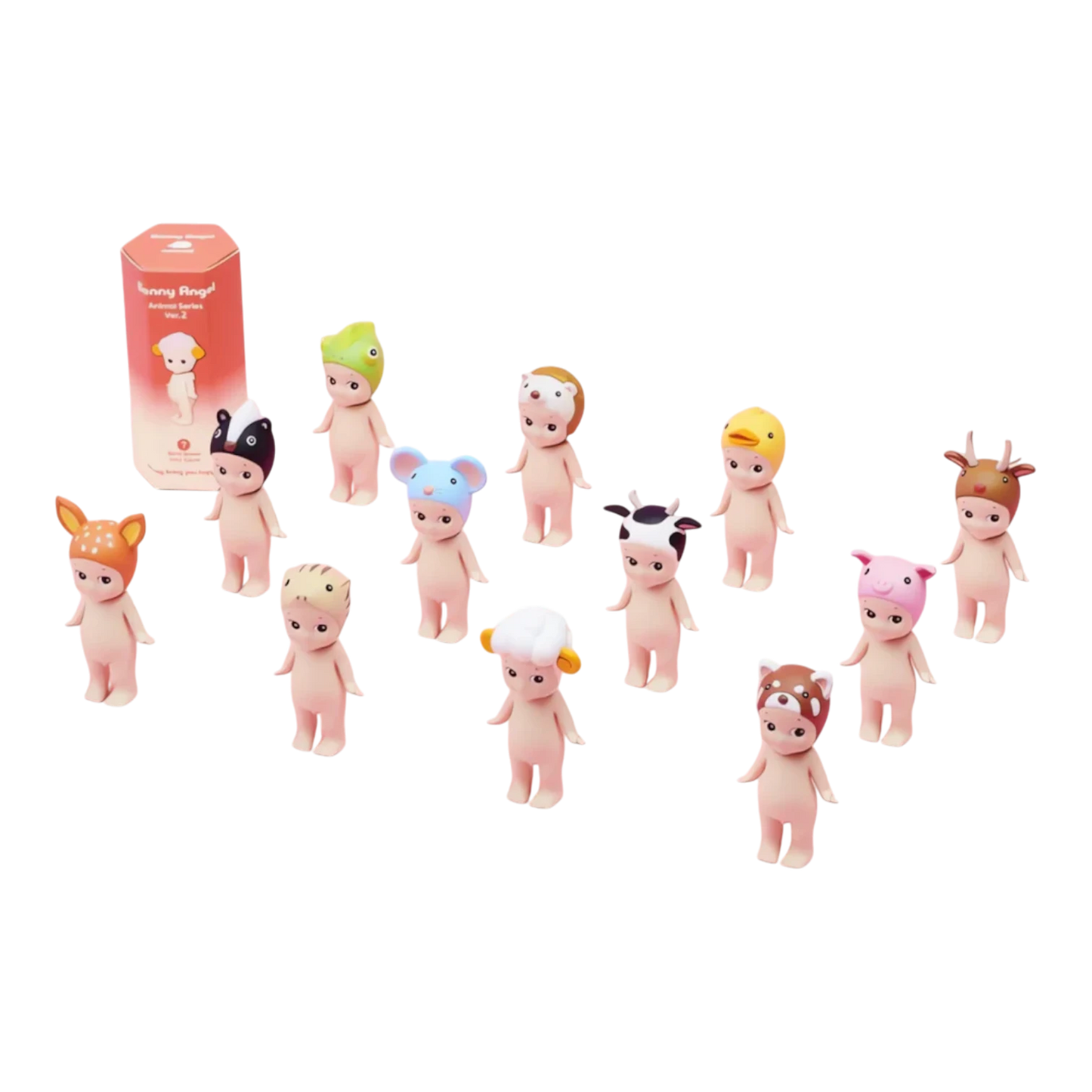 Squish Planet Sonny Angel Animal Series Ver.2 blind box figures: deer, skunk, mouse, sheep, cow, duck, pig, red panda, and more.