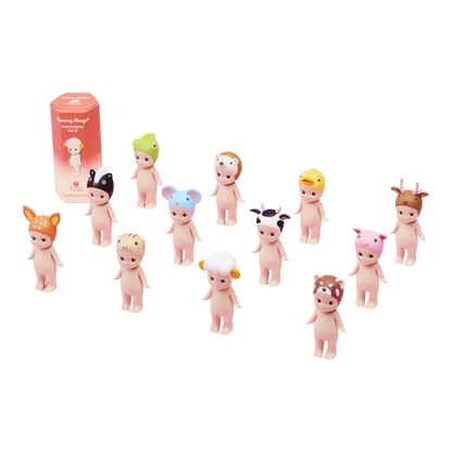 Squish Planet Sonny Angel Animal Series Ver.2 blind box figures: deer, skunk, mouse, sheep, cow, duck, pig, red panda, and more.